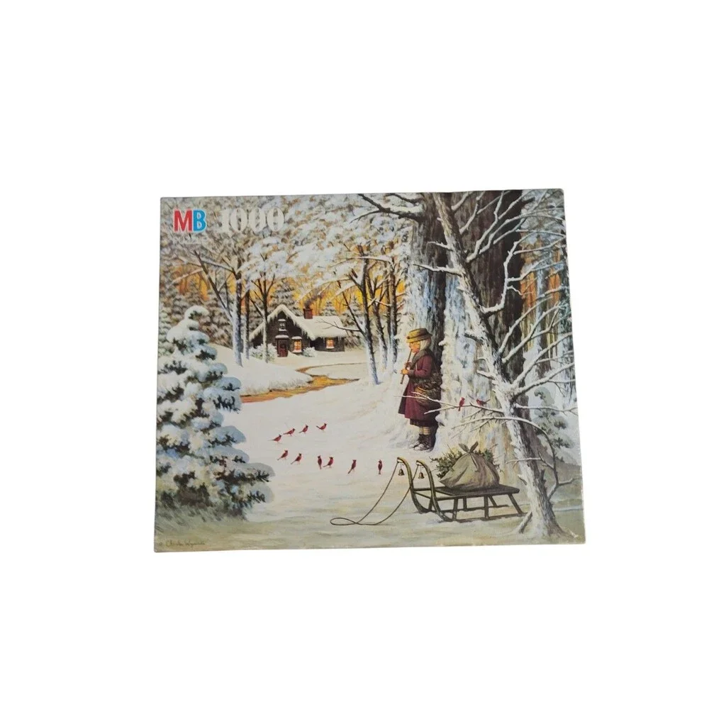 New 1992 Milton Bradley Charles Wysockis 1000 Piece Puzzle Cardinal Christmas